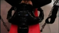 Fucking Latex Slave With A Strapon