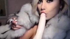 Trisha Annabelle smoking on webcam fur coat