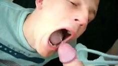 Dude Sucks Cock Good And Gets Mouth Full Of Cum