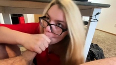 Under the desk Blowjob