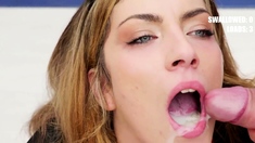 Busty amateur girlfriend blowjob with cumshot