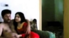 Married indian couple have sex on the couch