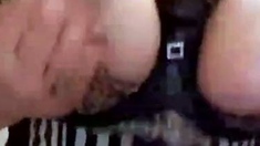 Busty BDSM Milf Babs Lactates on Webcam Solo