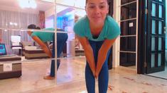 Brunette with foot fetish rubs big dick with her feet in POV