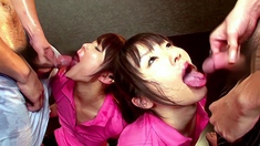Lovely Asian Double Blowjob And Sex