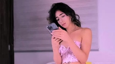 Big Tits Tranny Jerking her Big Hard Cock