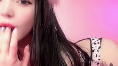 Japanese teen an himeno in black lingerie