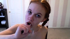 Cute Teen Dolly Little Brushing Her Teeth