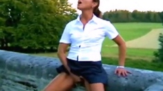 German Amateur Masturbates Outdoors To Orgasm
