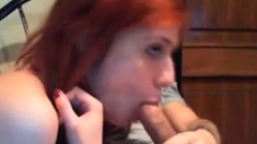 Redhead teen sucks and gets anal fucked