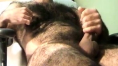 very hairy man cumming